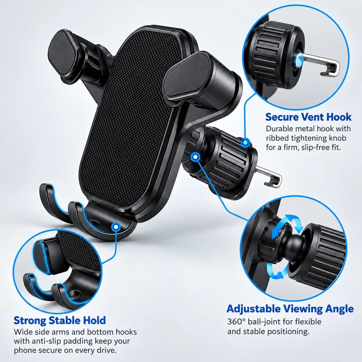 Universal Car Air Vent Phone Holder – 360° Metal Clip Mount 5