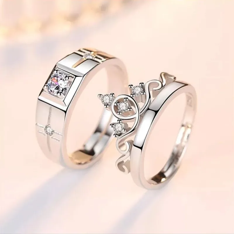 Crystal Crown Couple Rings