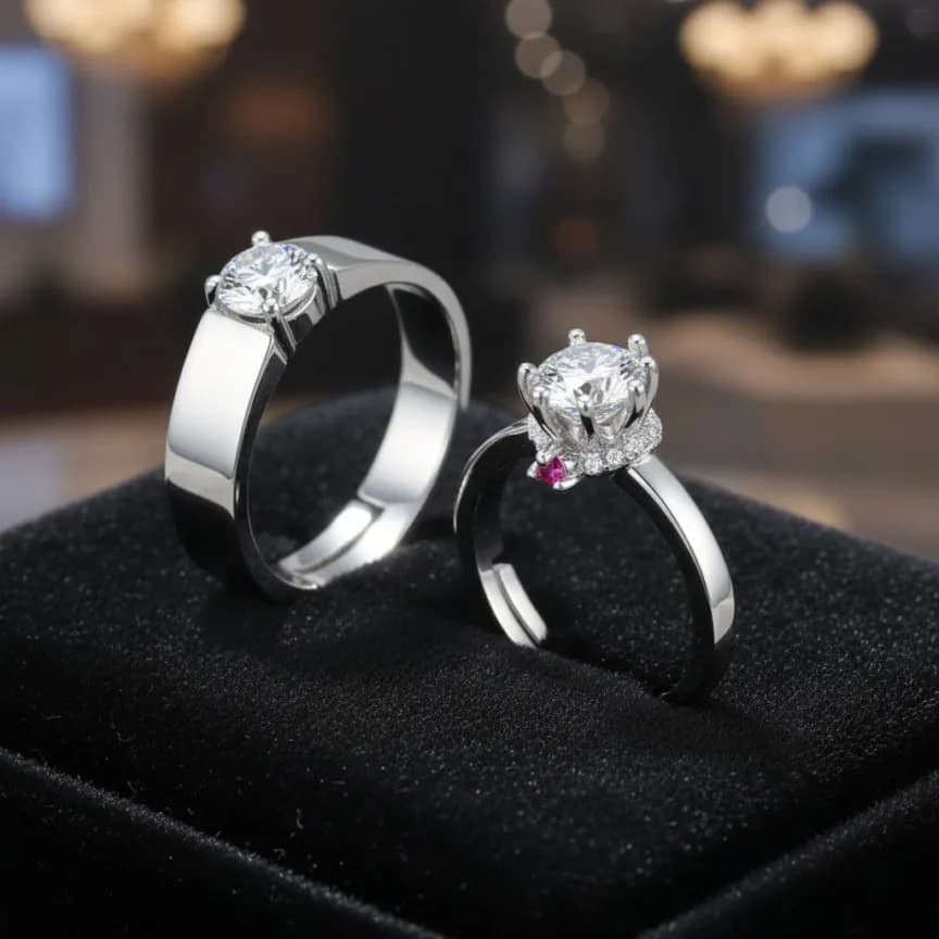 Elegant Flower Couple Rings