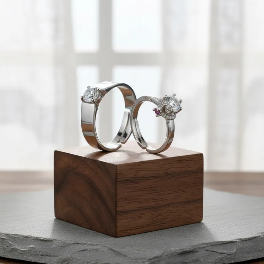 Elegant Flower Couple Rings