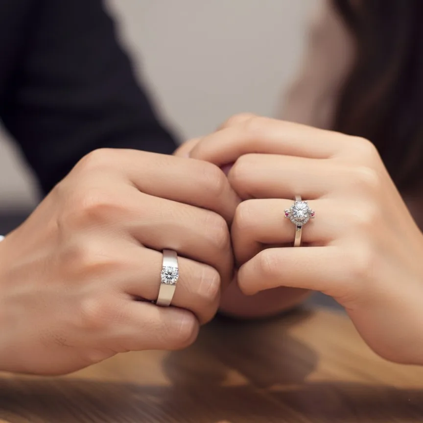 Elegant Flower Couple Rings