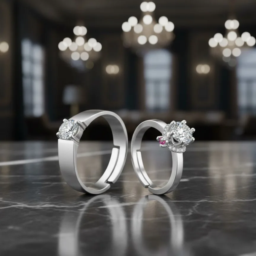 Elegant Flower Couple Rings