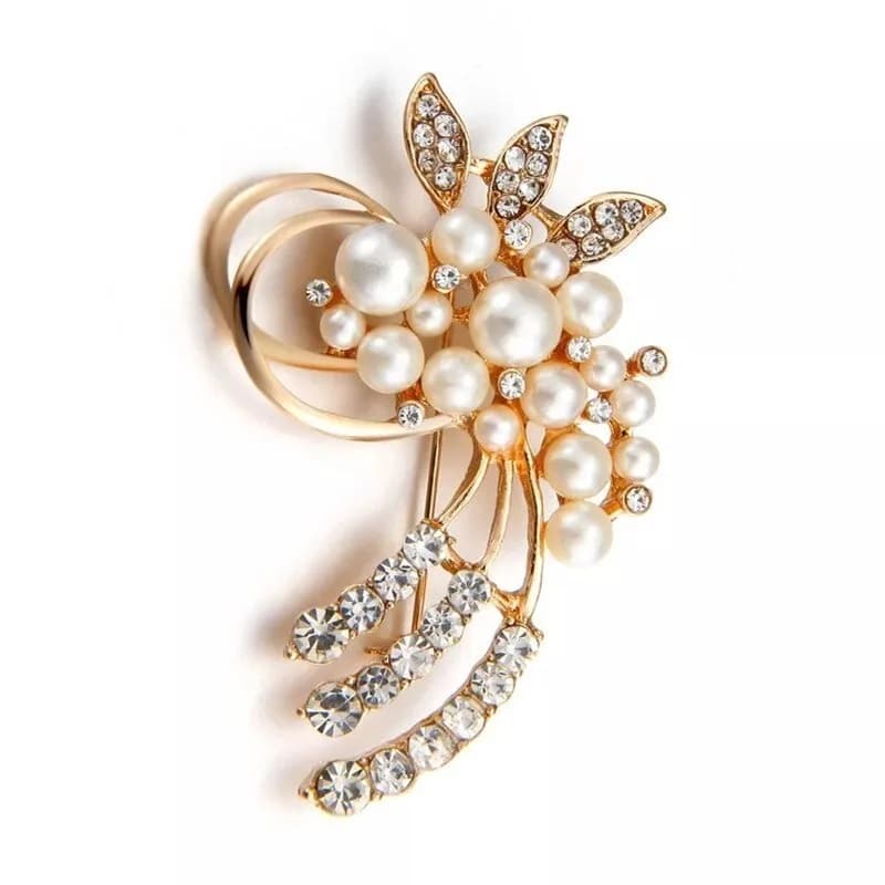 Elegant Pearl Leaf Brooch