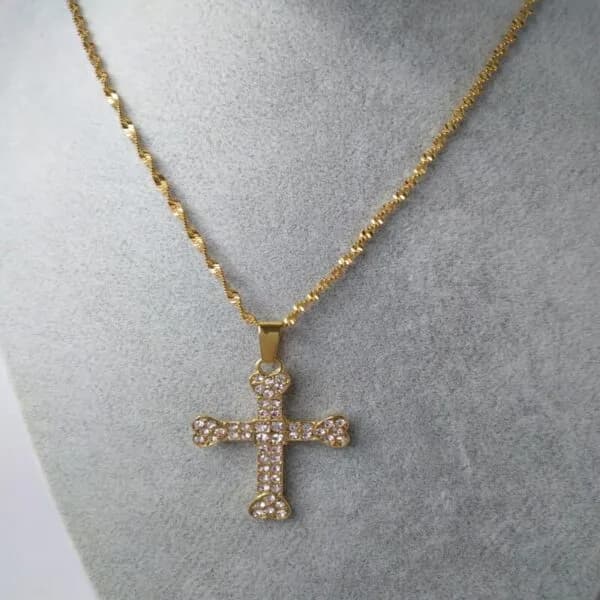 Rhinestone Bright Cross Necklace
