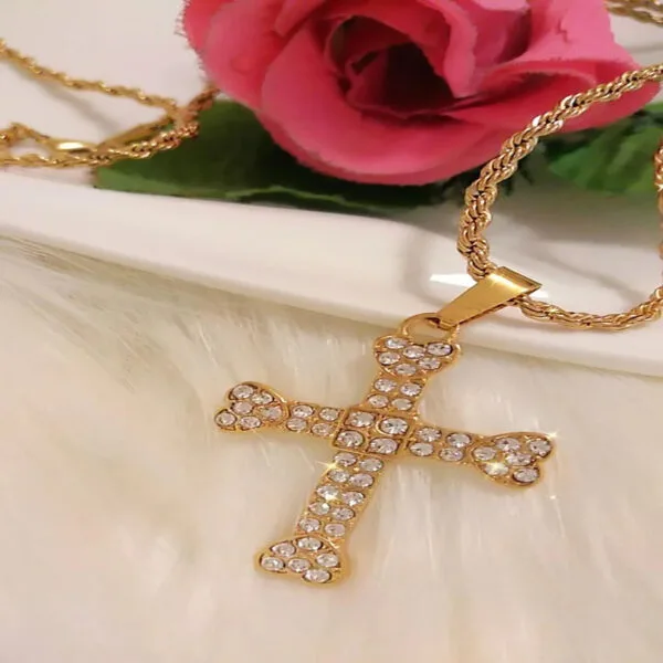 Rhinestone Bright Cross Necklace