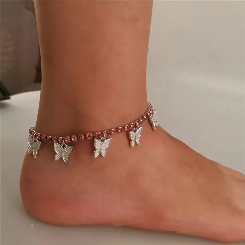 Rhinestone Crystal Butterfly Anklet