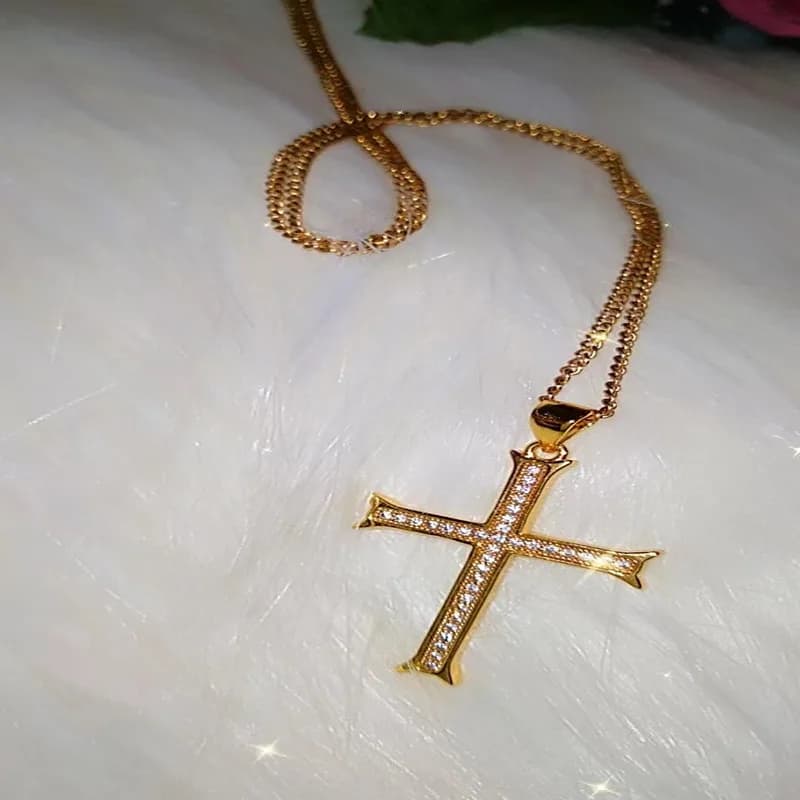 Rhinestone Simple Cross Necklace 2