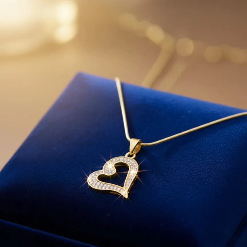 Shiny Curved Heart Necklace