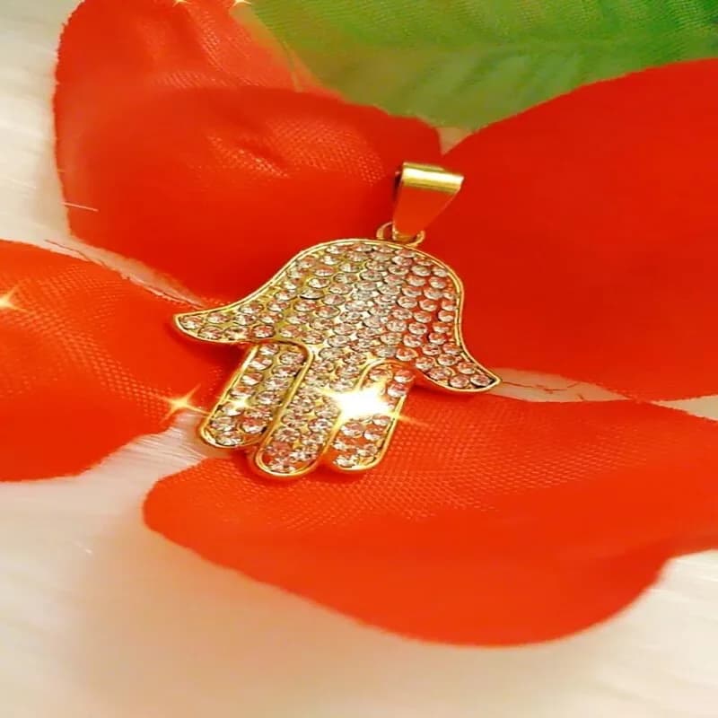 Shiny Hamsa Hand Necklace