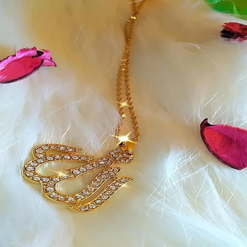 Shiny Rhinestone Allah Necklace