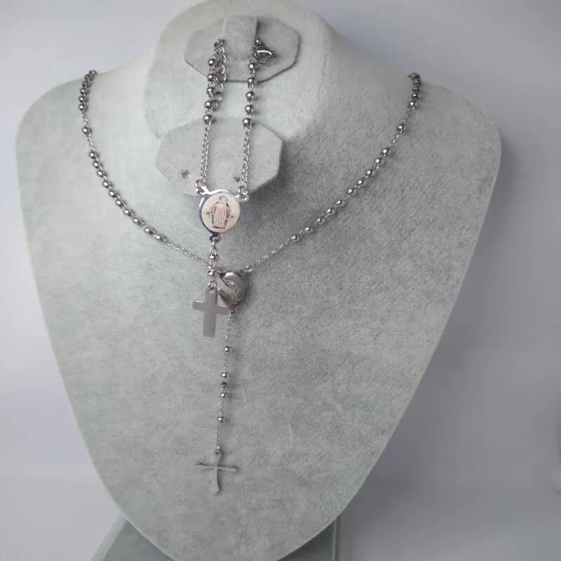 Silver Rosary With Bracelet