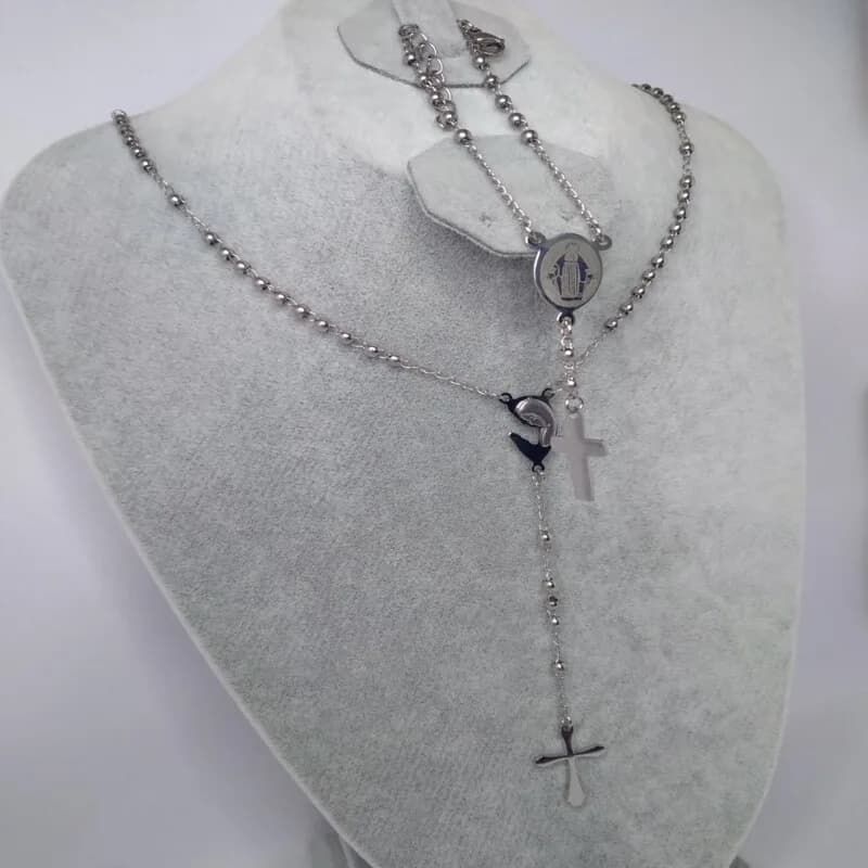 Silver Rosary With Bracelet