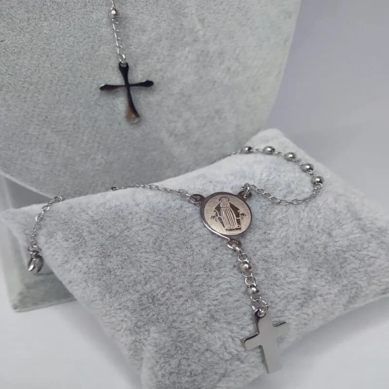 Silver Rosary With Bracelet