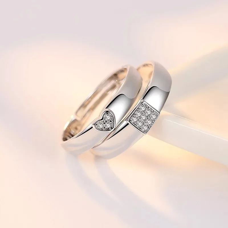 Square Heart Couple Rings