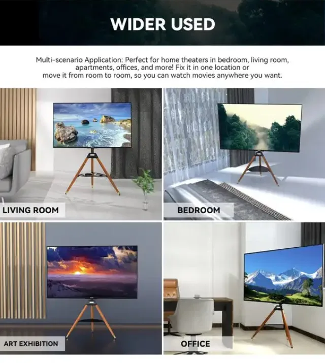 Tripod TV Stand With 3 Legs and a Metal Tray