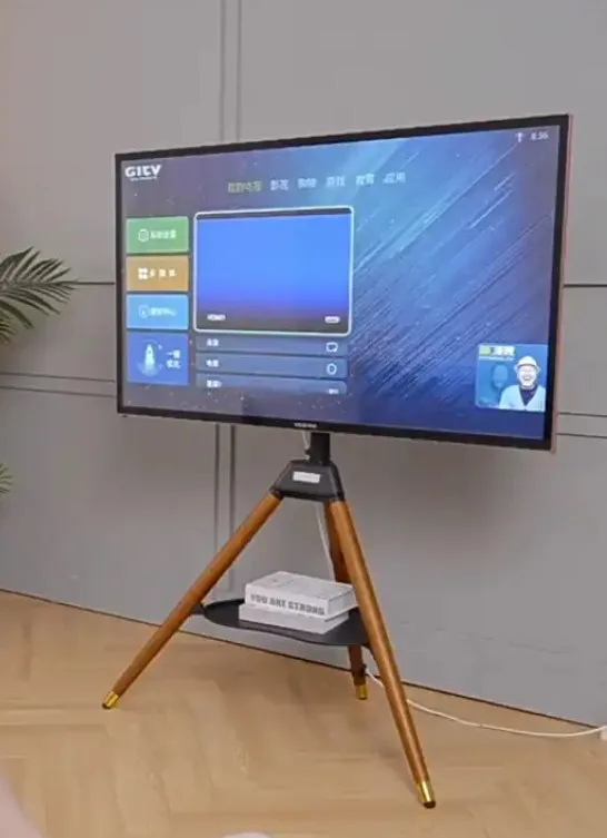 Tripod TV Stand With 3 Legs and a Metal Tray