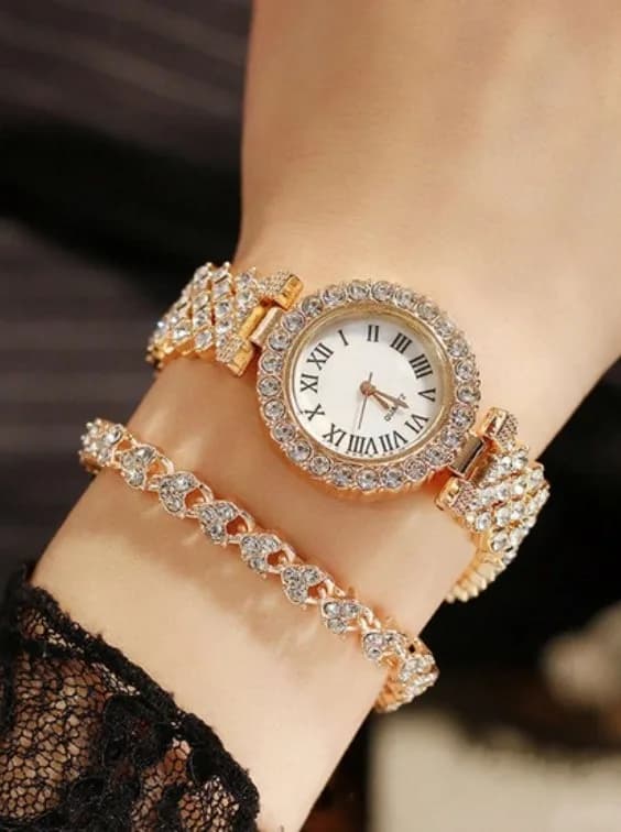 Crystal Rhinestone Watch Set