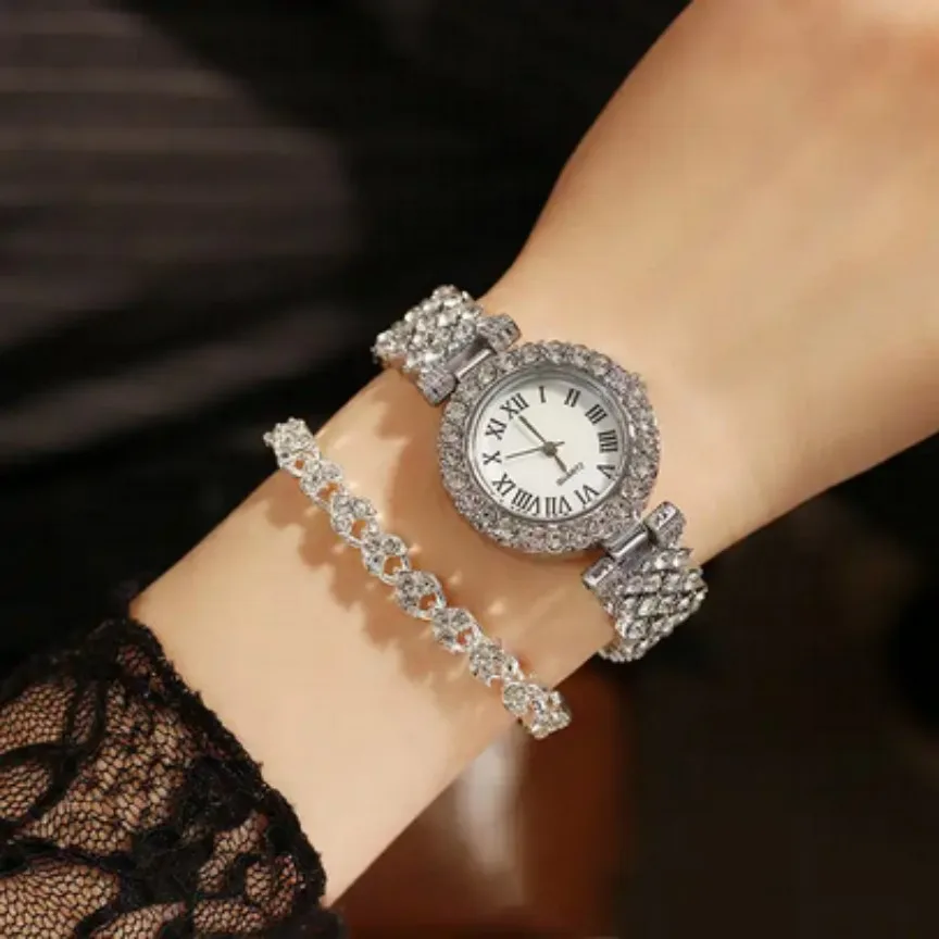 Fashion Diamond Inlaid Watch With Bracelet