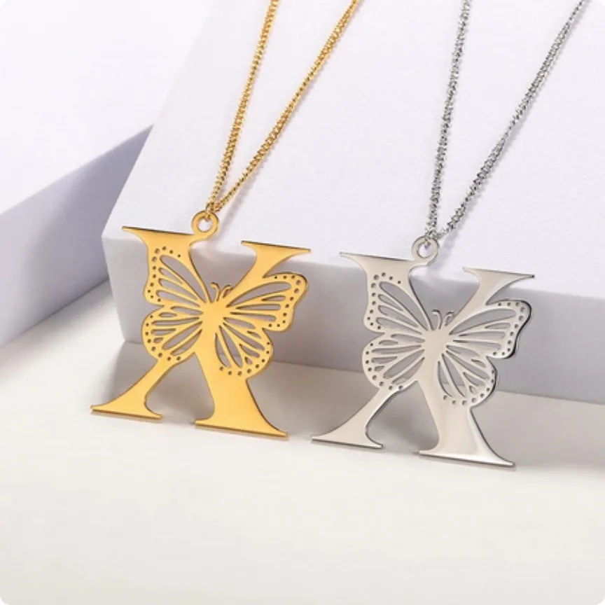 Initial Butterfly Necklace