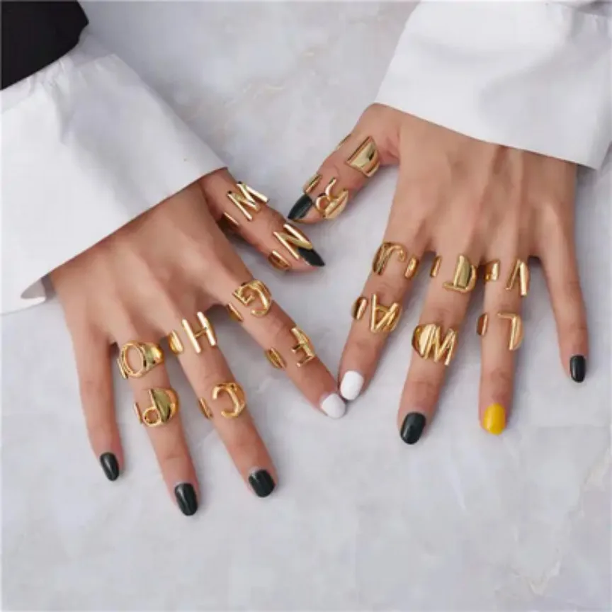 Trendy Initial Ring