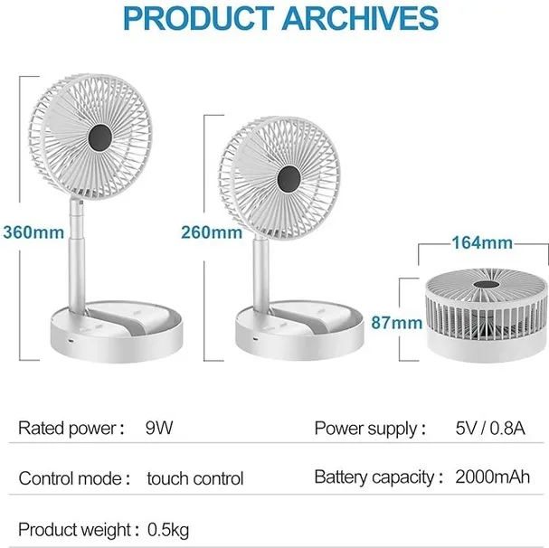 Portable Rechargeable Folding Fan