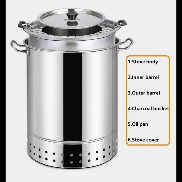 Smokeless BBQ Grill Barrel Stove