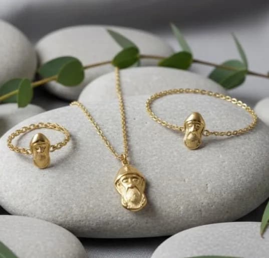 Saint Charbel Golden Religious Jewelry Set