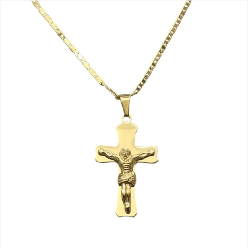 Gold Crucifix Cross Pendant Necklace