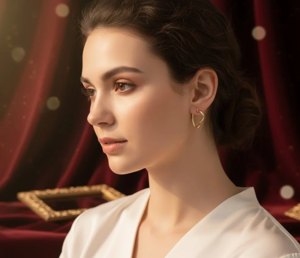 Gold Heart Hoop Earrings