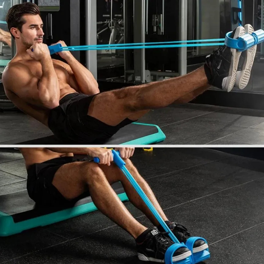 Elastic Resistance Pull Rope with Pedals - 6 Tubes