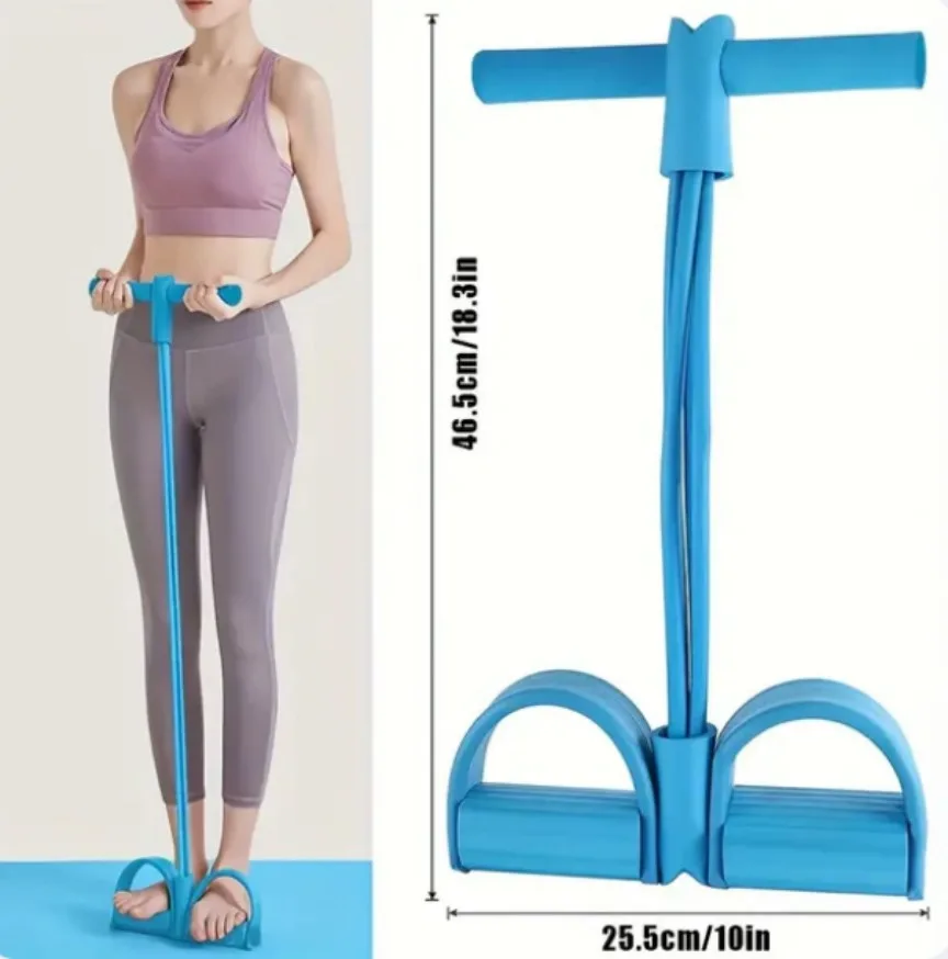 Elastic Resistance Pull Rope with Pedals - 6 Tubes