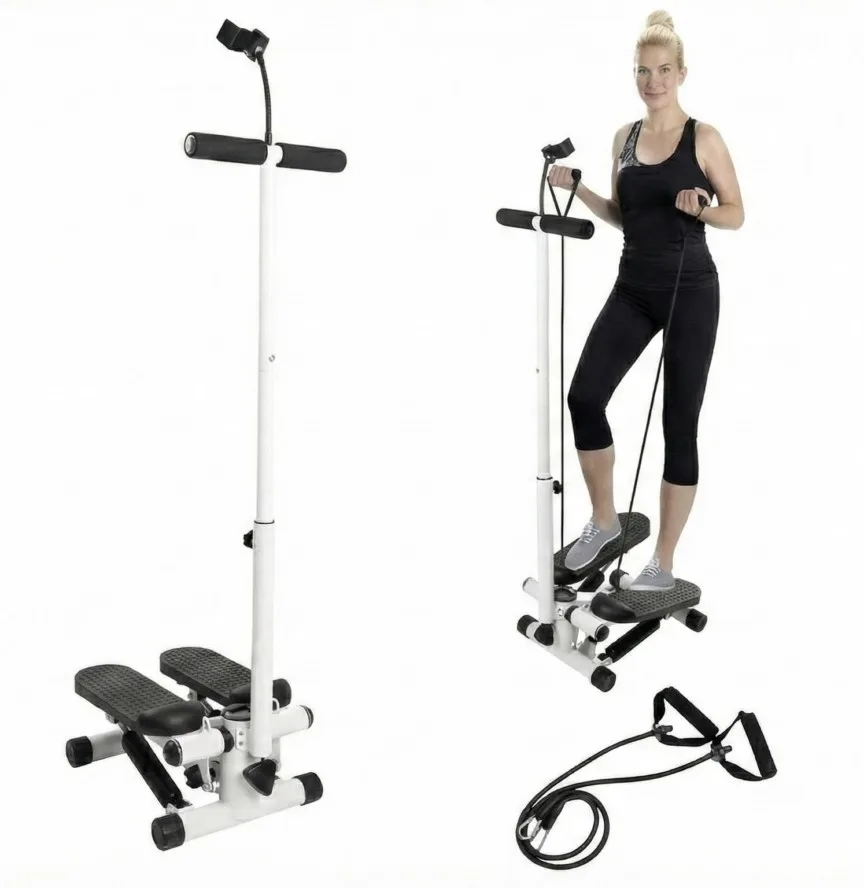 Stepper Machine with Mobile Stand, Handlebar & Resistance Bands & Equipment Mat
