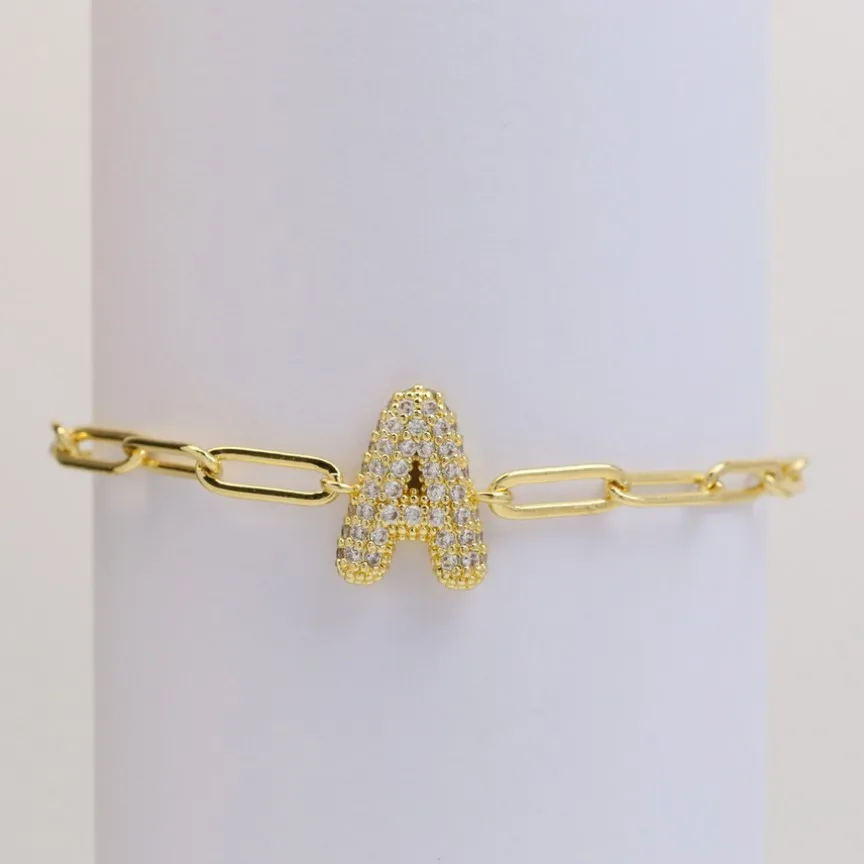 Crystal Initial Gold Bracelet
