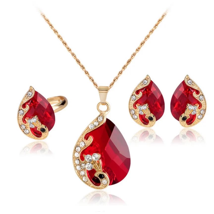 Ethnic Crystal Peacock Jewelry Set