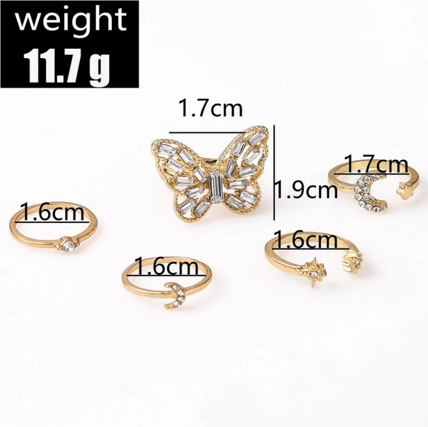 Golden Butterfly & Celestial Ring Set