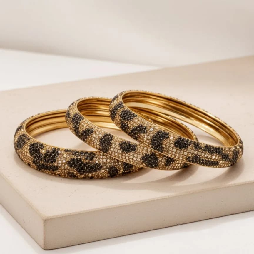 Leopard Shine Bangle Set