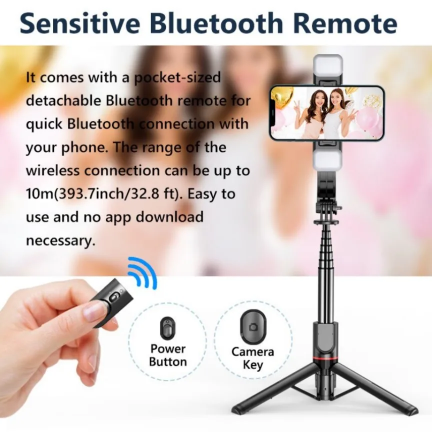 Multi-Use Extendable F16 Tripod And Selfie Stick With Dual Lights