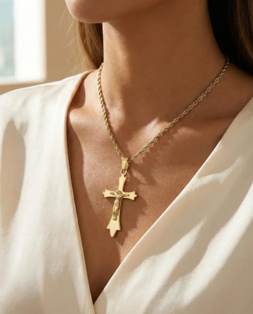 Statement Gold Crucifix Pendant