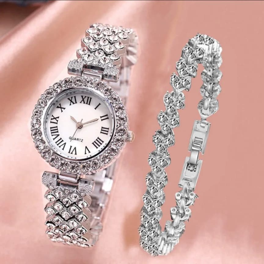 Fashion Crystal Inlaid Watch With Bracelet 7