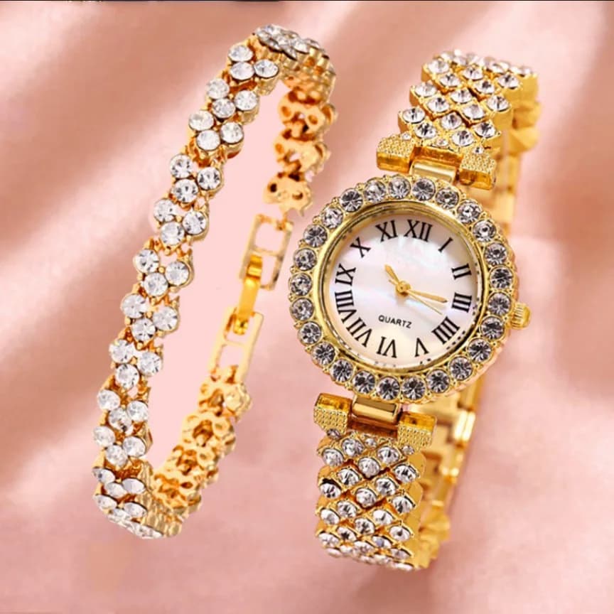 Fashion Crystal Inlaid Watch With Bracelet 6