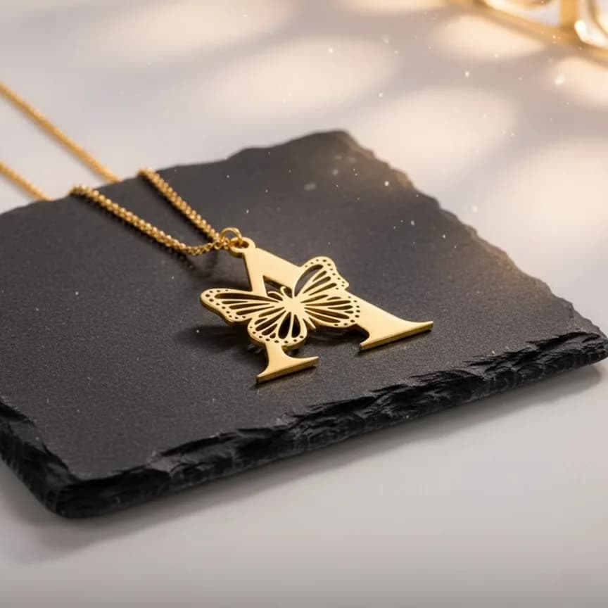Initial Butterfly Necklace