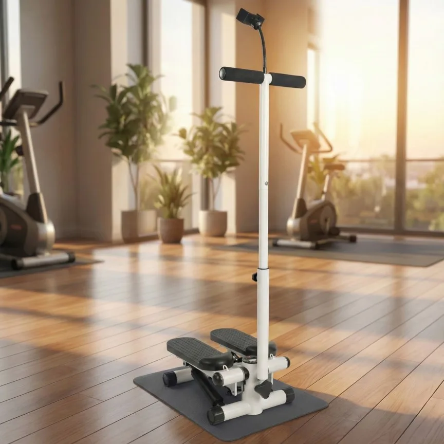Stepper Machine with Mobile Stand, Handlebar & Resistance Bands & Equipment Mat