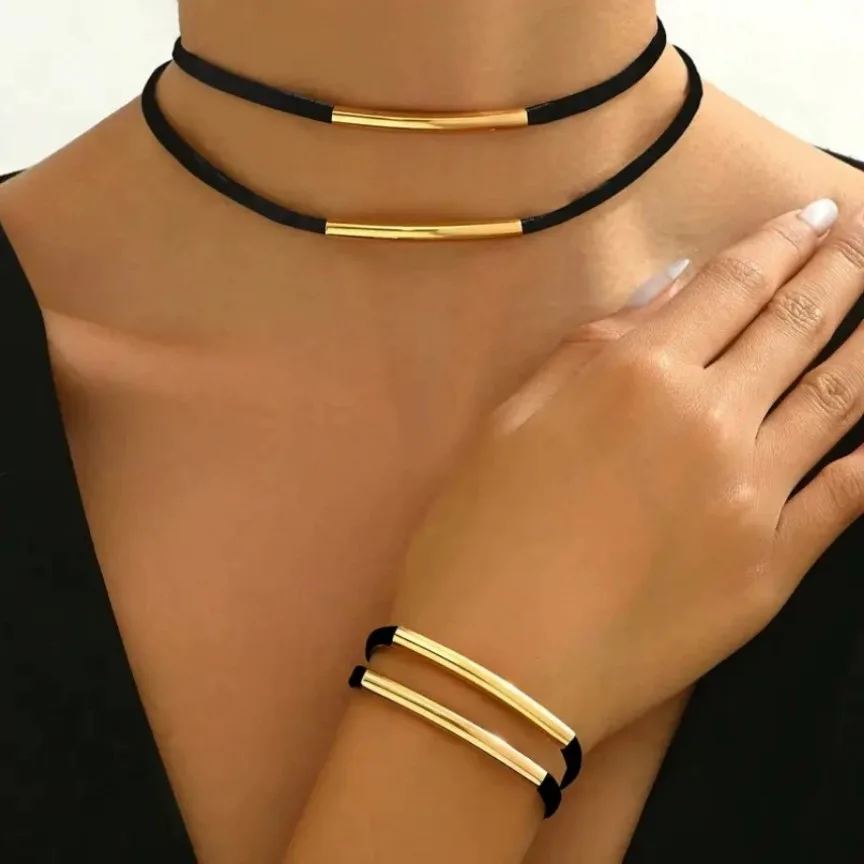 Dual-Bar Choker & Bracelet Set